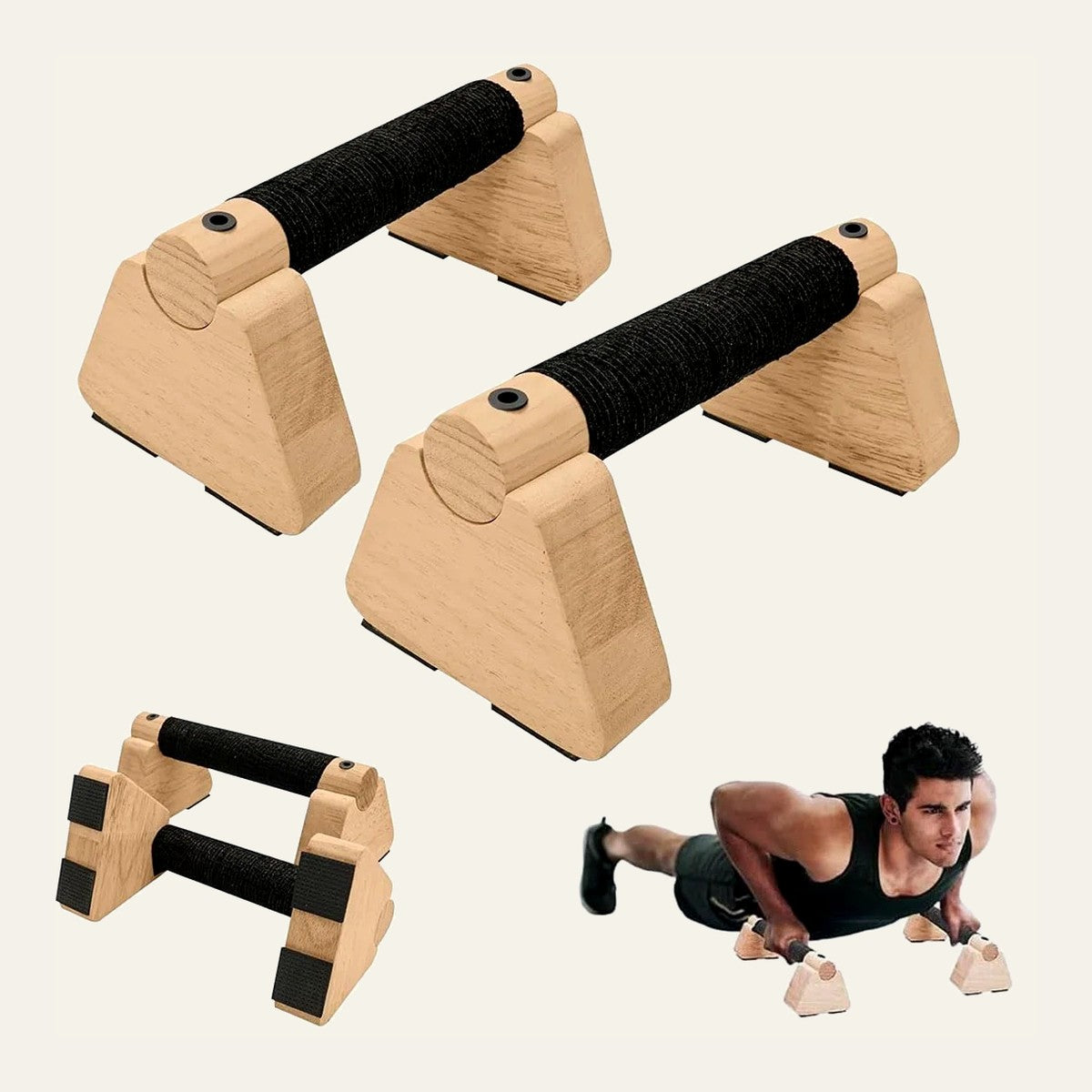 Parallettes bois — paire (hauteur medium)